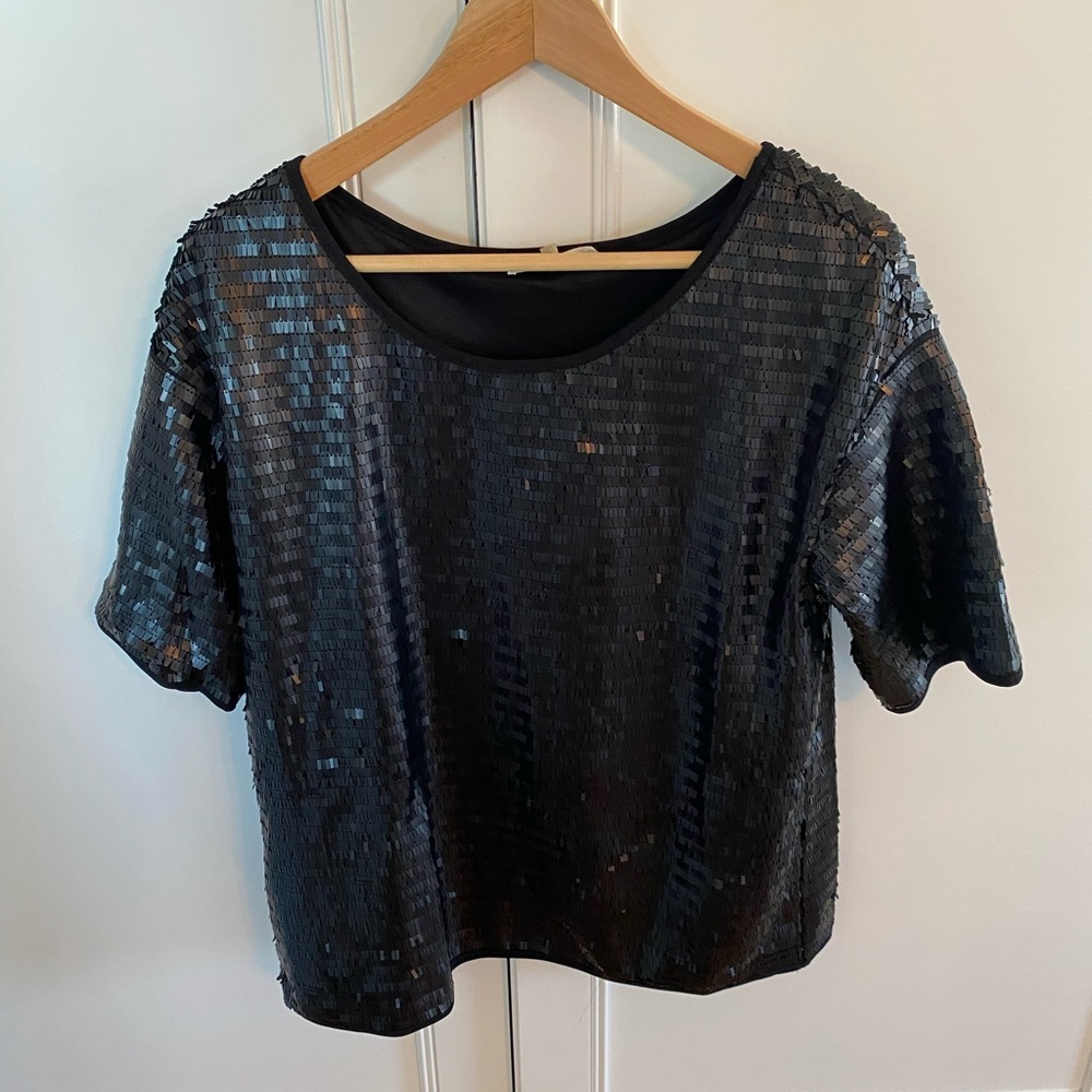 Black Sequin Blouse